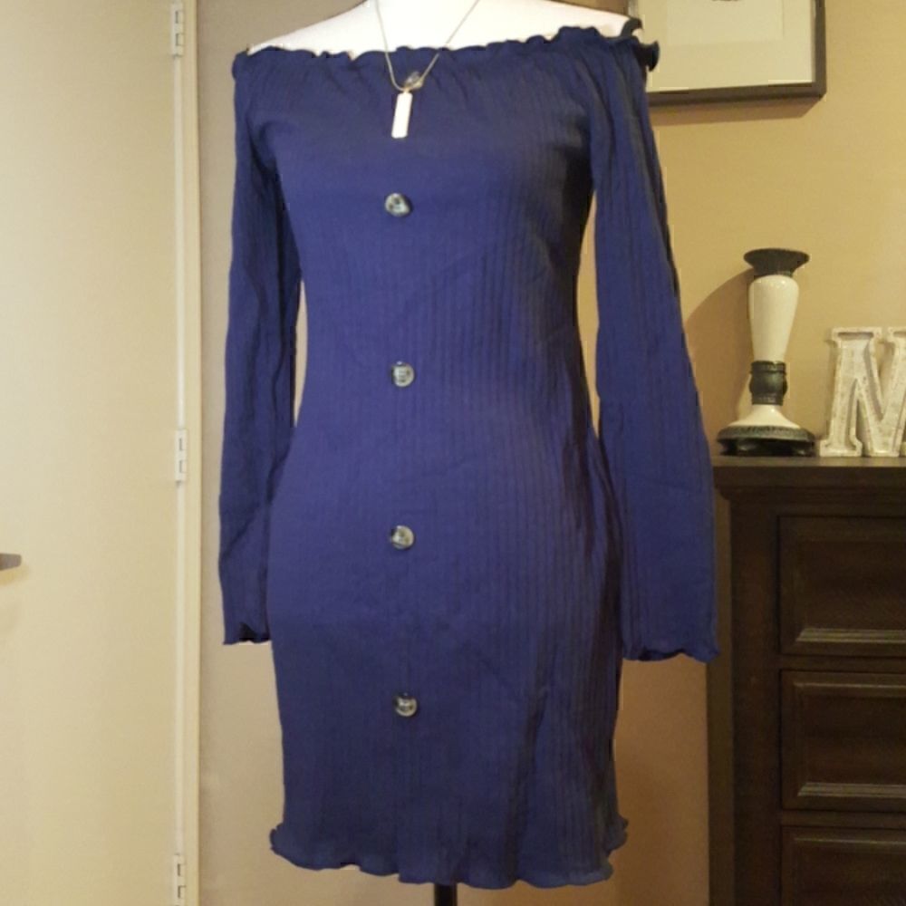 âĄâĄâĄâNavyâKnitâStretchâBodycon ButtonâDownâDress